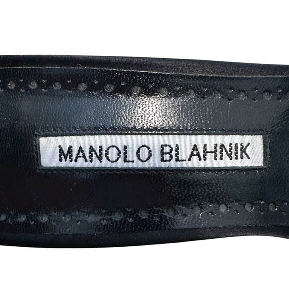 Manolo Blahnik Black Satin Crystal Chaos High Heel Open Toe Sandal 39 - Picture 9 of 12